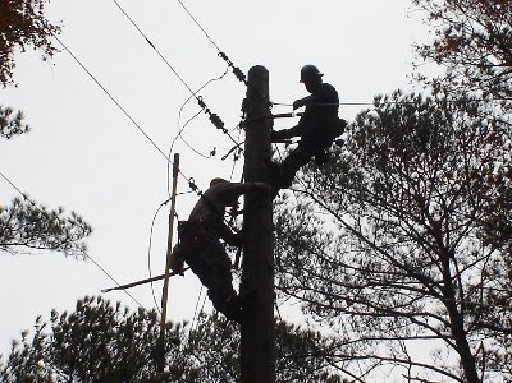 Men working on power lines