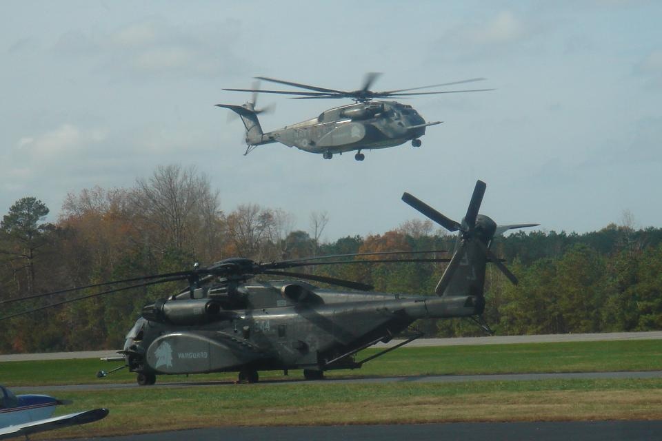 Navy Helicopter landing at Airport